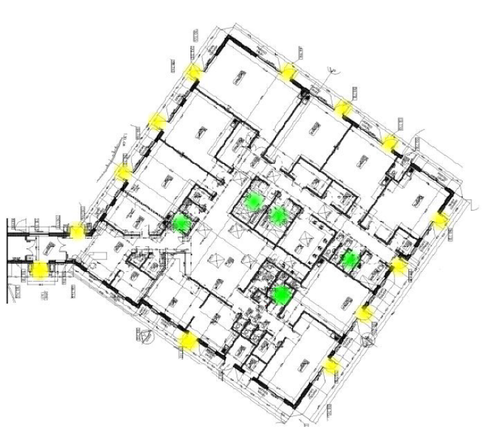 A map of the school with highlighted areas of interest