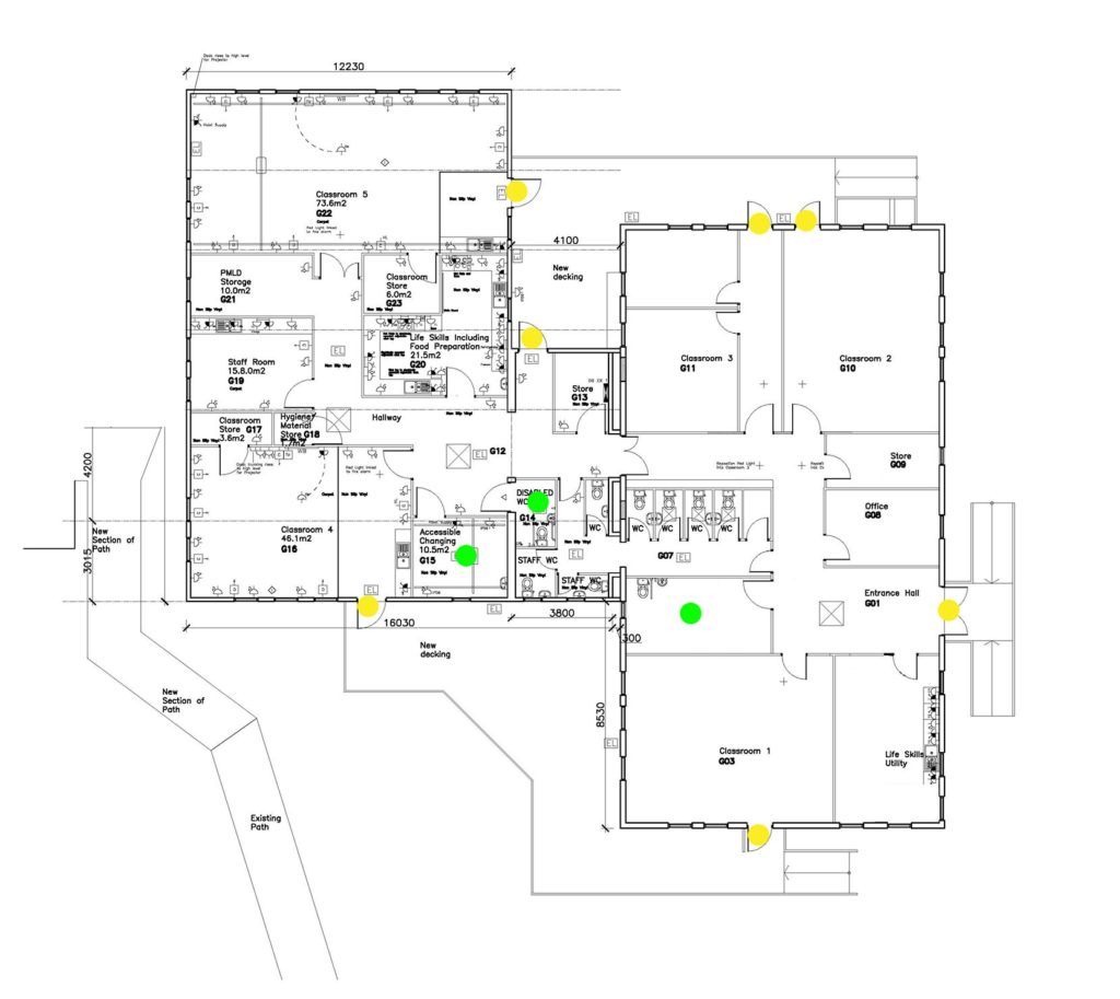 A plan of the Phase 4 building showing the accessibility areas