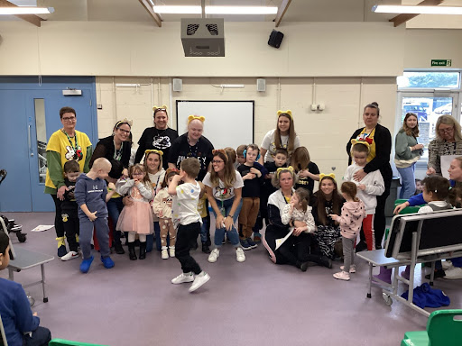 Phase 1 pupils are seen dressing up and celebrating for BBC Children In Need 2022.